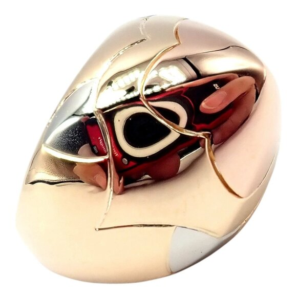 Authentic! Bvlgari Bulgari 18k Yellow White Rose Gold Tricolor Pyramid Ring sz 6 - Picture 15 of 15